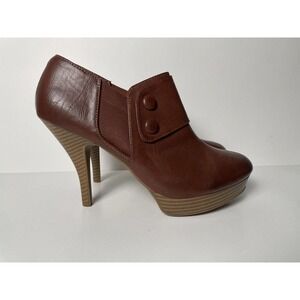 Kenneth Cole Platform Stiletto Booties US Size 10 M Red Brown Stretch Unlisted